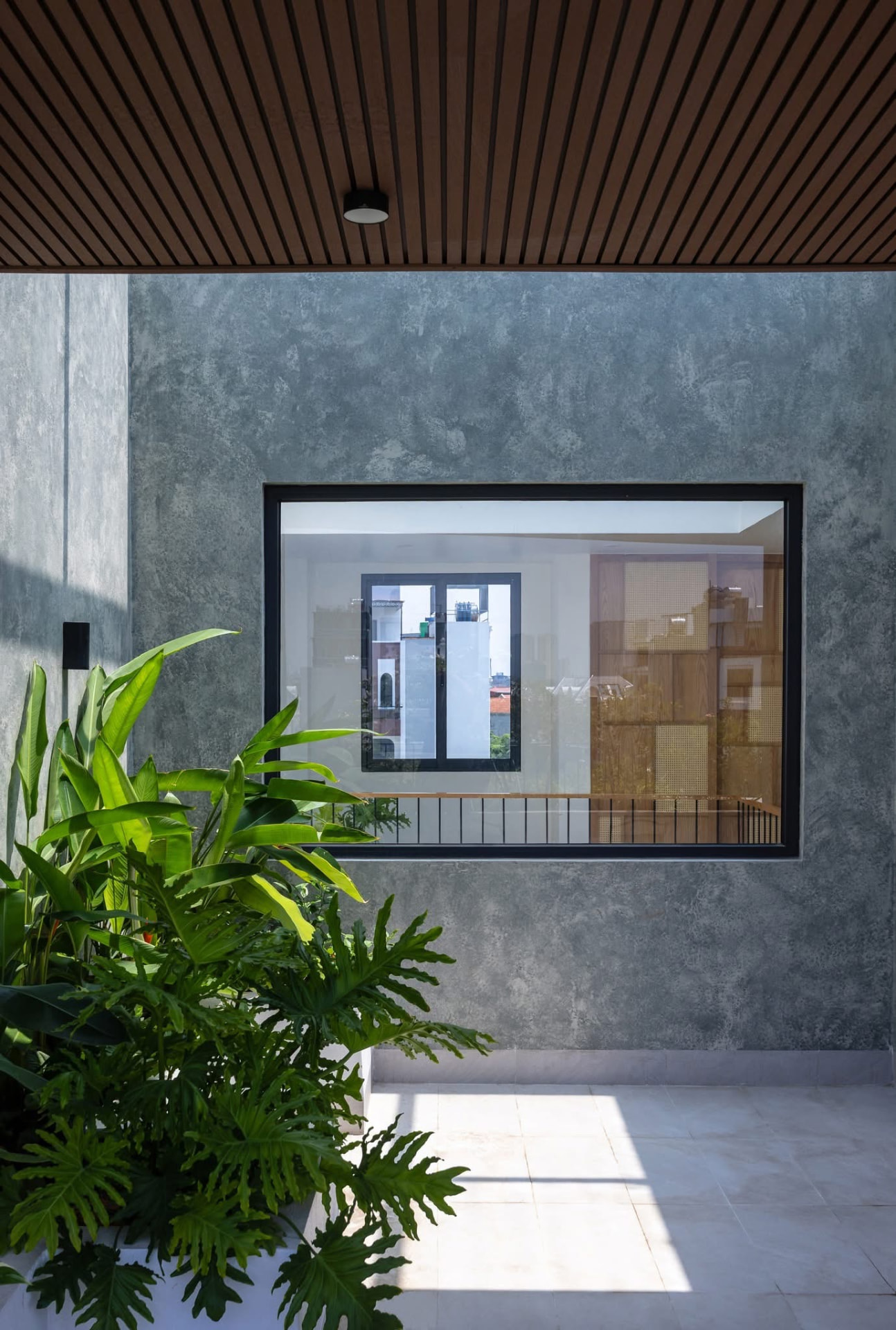 The realised living space with courtyard and light well